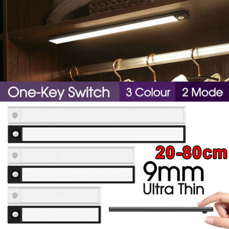 LED Motion Sensor under Closet Light Rechargeable Magnetic Cabinet Dimmable Lamp