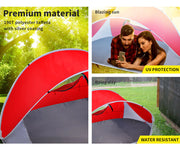 Pop up Tent Camping Beach Tents 4 Person Portable Hiking Shade Shelter