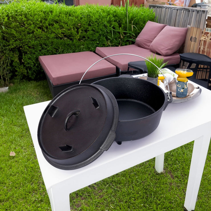 ast iron Dutch oven with lid, outdoor camping deep pot, used for camping, cooking, barbecue and leg rest,  12 Quart - Follow yourDream