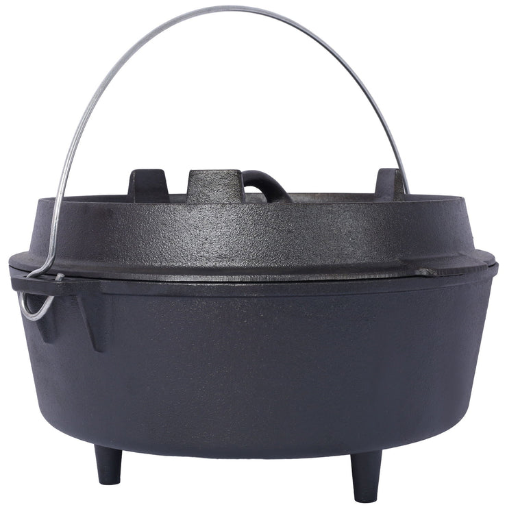ast iron Dutch oven with lid, outdoor camping deep pot, used for camping, cooking, barbecue and leg rest,  12 Quart - Follow yourDream