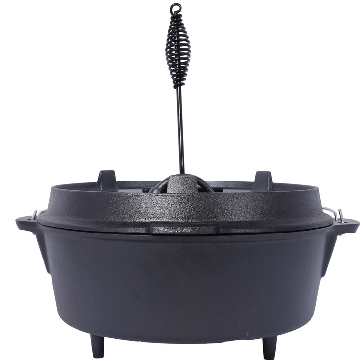ast iron Dutch oven with lid, outdoor camping deep pot, used for camping, cooking, barbecue and leg rest,  12 Quart - Follow yourDream