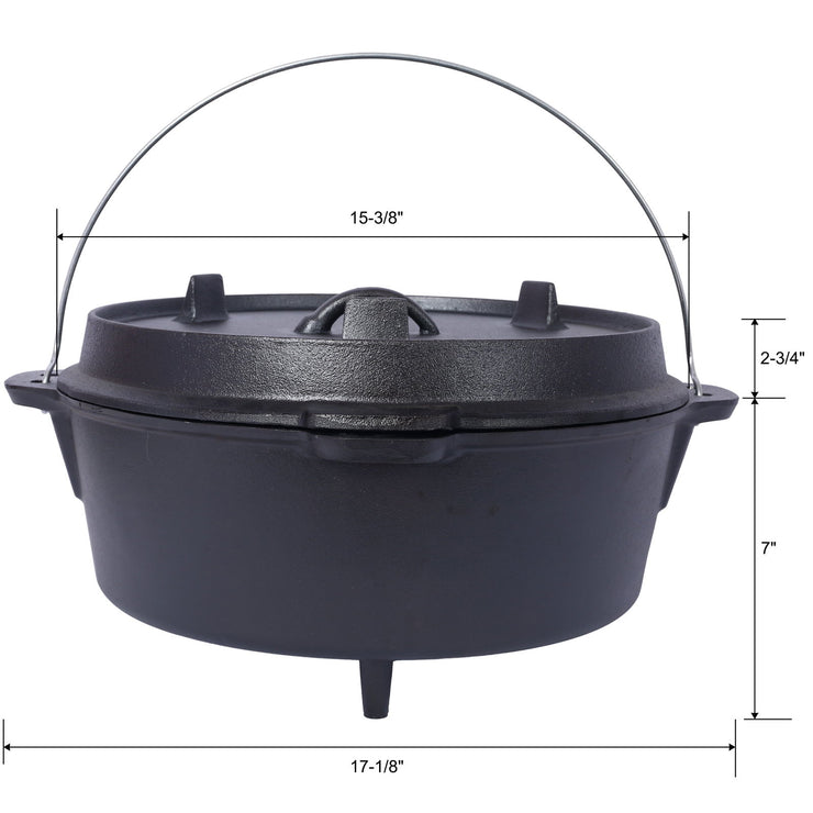 ast iron Dutch oven with lid, outdoor camping deep pot, used for camping, cooking, barbecue and leg rest,  12 Quart - Follow yourDream