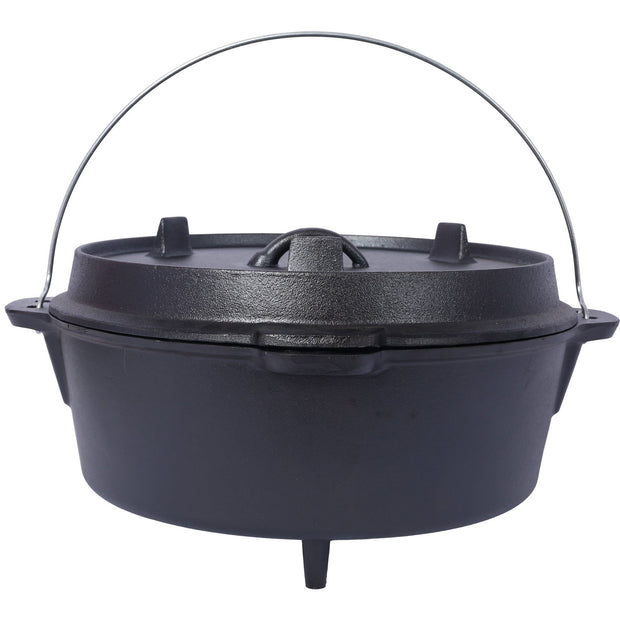 ast iron Dutch oven with lid, outdoor camping deep pot, used for camping, cooking, barbecue and leg rest,  12 Quart - Follow yourDream