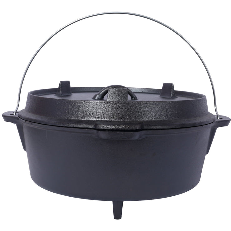 ast iron Dutch oven with lid, outdoor camping deep pot, used for camping, cooking, barbecue and leg rest,  12 Quart - Follow yourDream