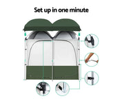 Double Camping Shower Toilet Tent Outdoor Portable Change Room