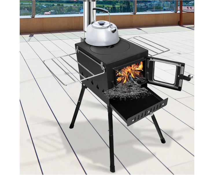 Portable Outdoor Camping Oven and Stove with Chimney for Caravans