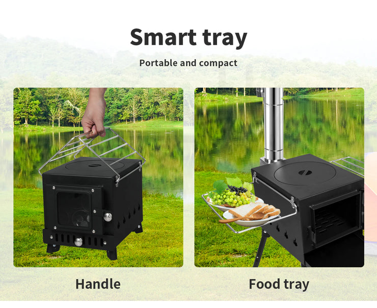 Portable Outdoor Camping Oven and Stove with Chimney for Caravans