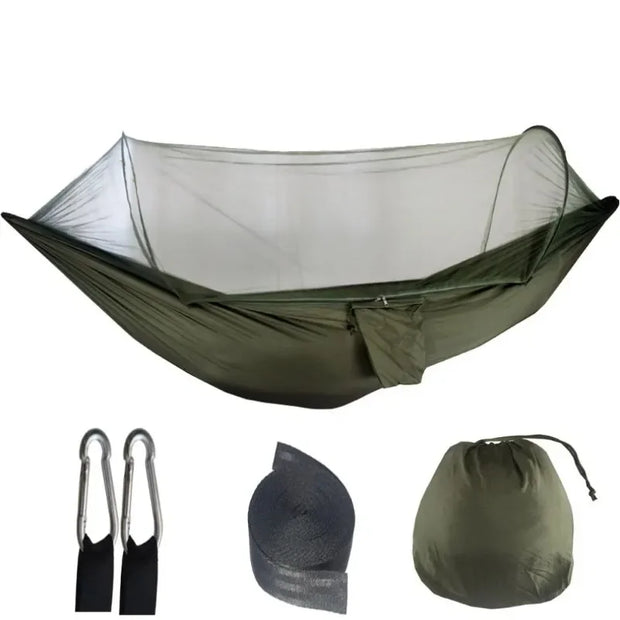 Outdoor Camping Hammock with Mosquito Net Lightweight Hanging Hammocks High Strength Parachute Fabric Hanging Bed Net 250X120Cm