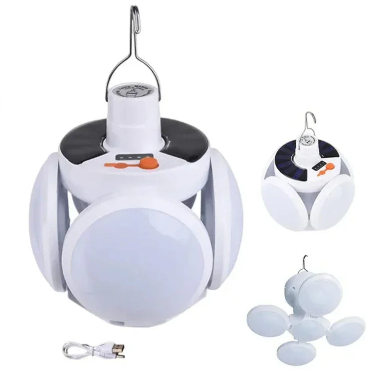 Solar Outdoor Folding Light Portable USB Rechargeable LED Bulb Search Lights Camping Torch Emergency Lamp for Power Outages - Follow yourDream