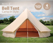 Tent 5M 4-Season Bell Tent Waterproof Canvas Glamping Yurt Teepee Commercial Grade Belltent