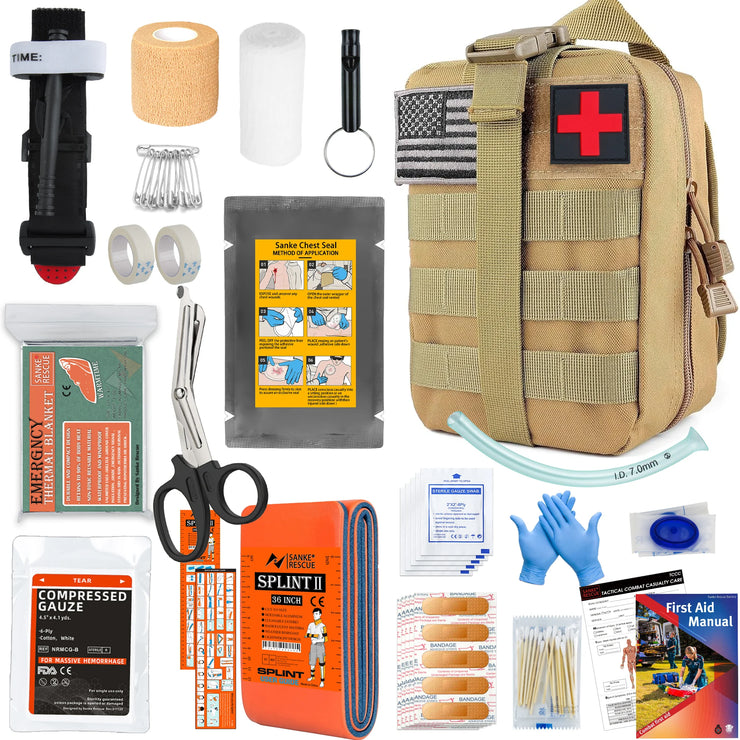 Survival Kit First Aid Survival Gear with Molle System Compatible Bag Earthquake Outdoor Adventure Hiking Hunting Gifts for Men