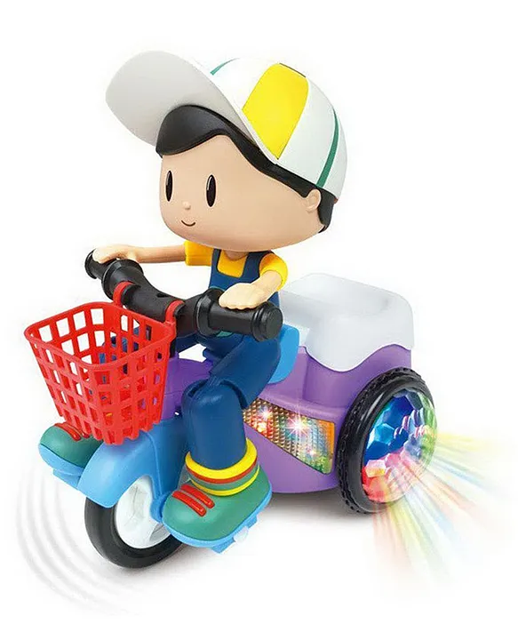 Stunt Tricycle Bump and Go Toy with 4D Lights