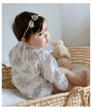 Autumn New Arrival Baby Girls Long Sleeves Floral Print Simple Plain