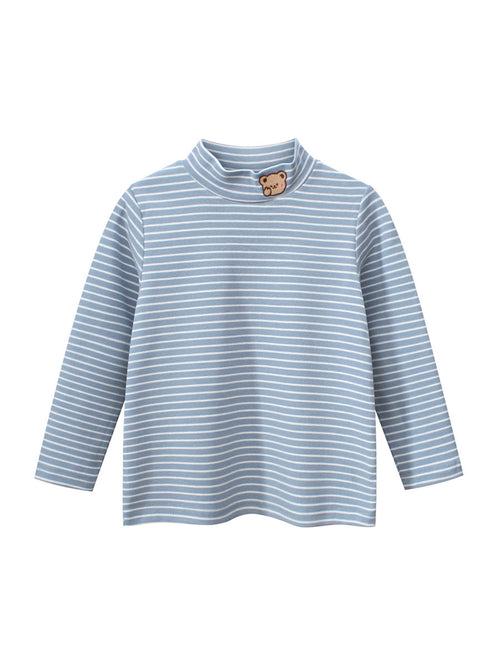 Autumn Baby Kids Boys Teddy Embroidery Pattern Striped Long Sleeves